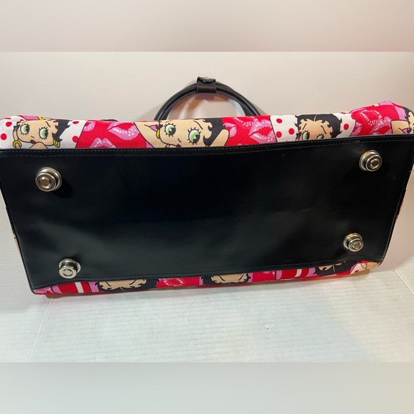 Betty Boop Duffle Bag Women Shoulder Canvas Travel Overnight Kisses Lips - Picture 9 of 16